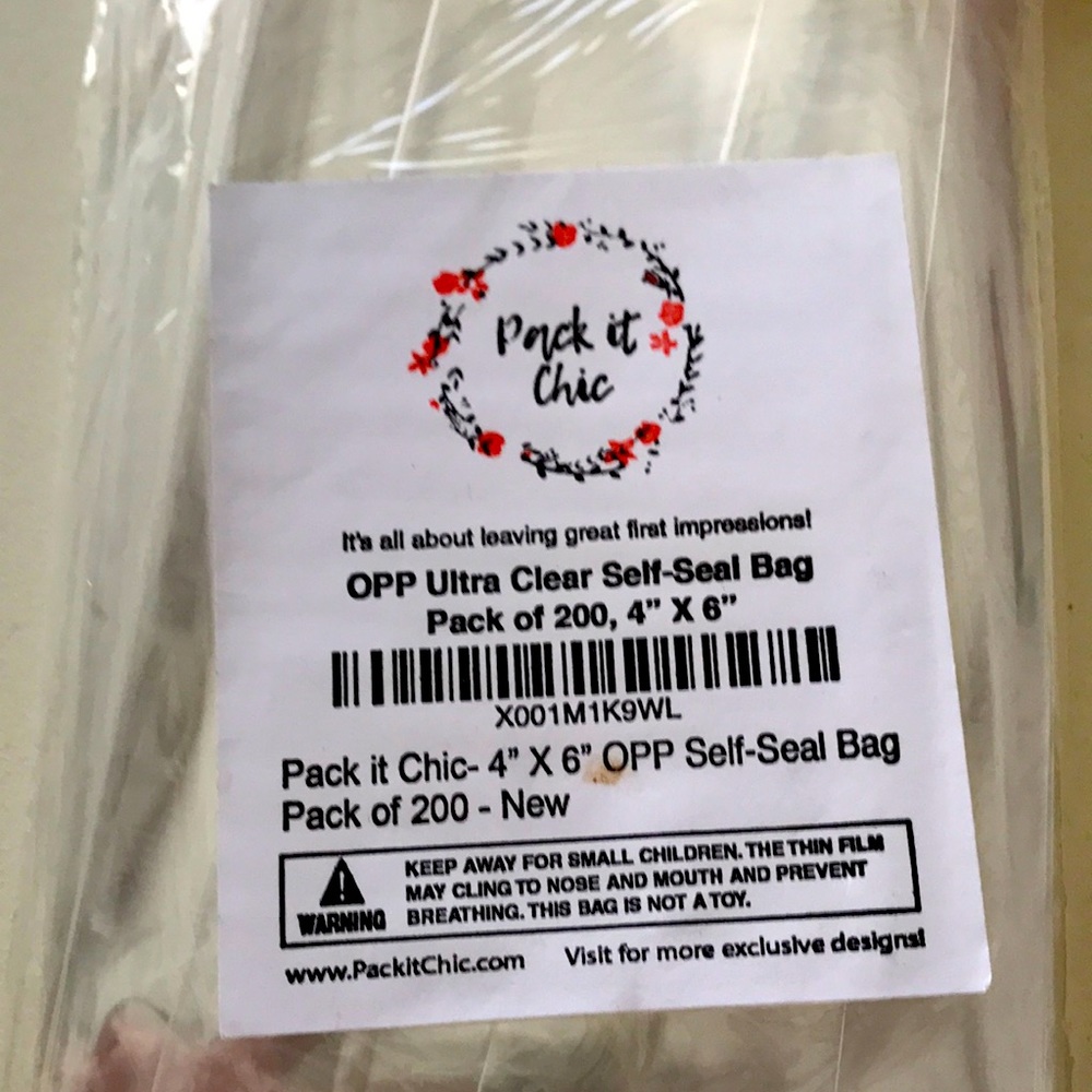 Pack it chic 200 pack of 4x6 clear bags
